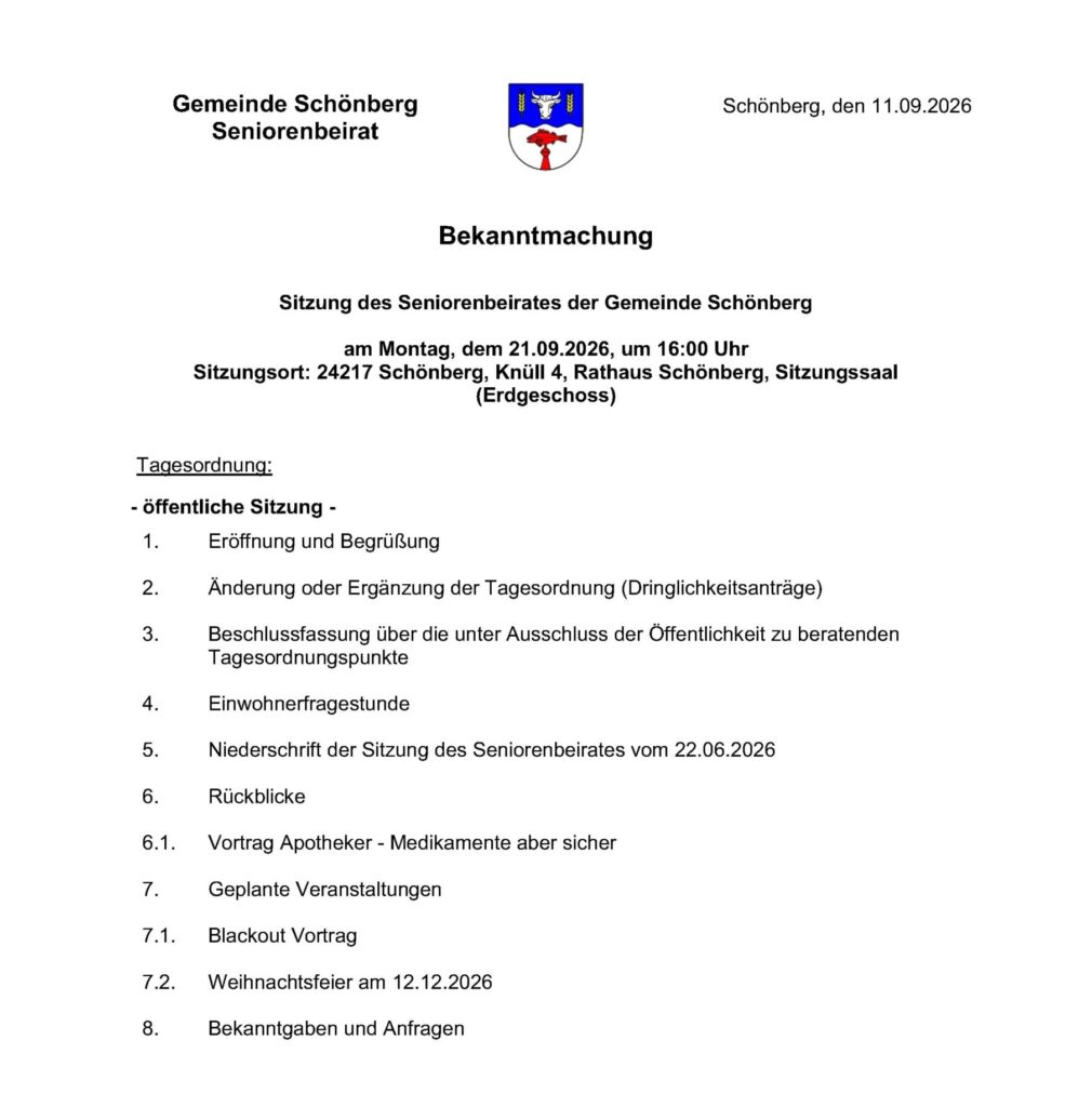 Sitzung Seniorenbeirat 21.09.2026