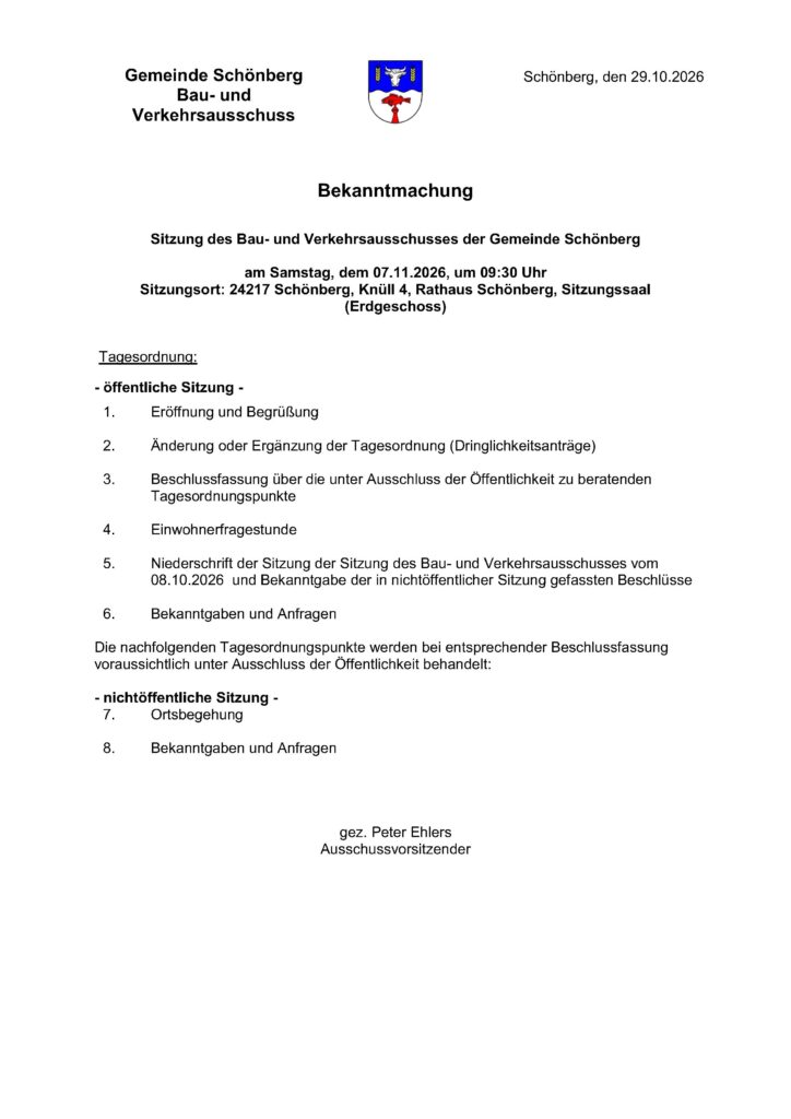 Sitzung Bau- und Verkehrsausschuss 07.11.2026