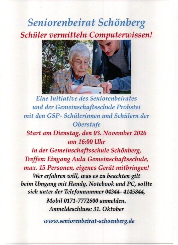 Auf Einladung des Seniorenbeirats: Schüler der GSP vermitteln Computerwissen
